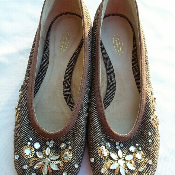 TALBOTS Women's Tweed Jeweled Slip-on Flats - Picture 5 of 7